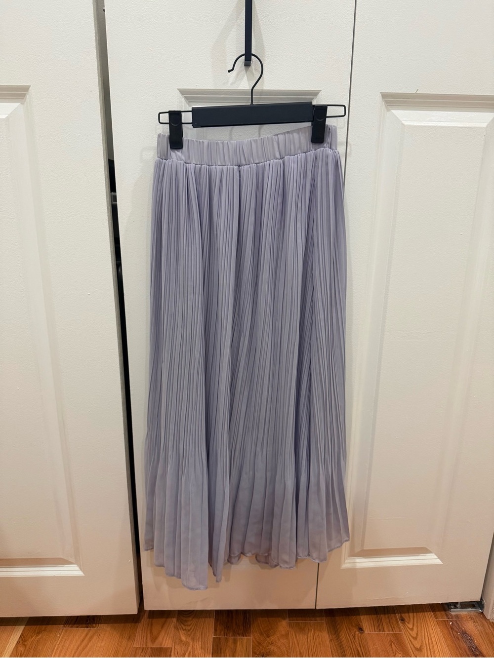 Pleated purple blue chiffon Maxi Skirt